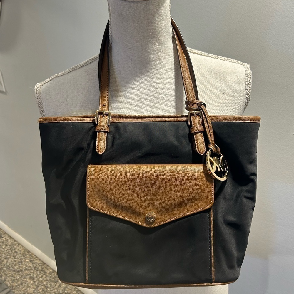 {Michael Kors} black jet set nylon pocket tote